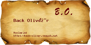 Back Olivér névjegykártya